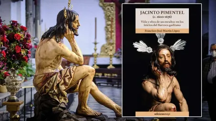 Cristo y libro sobre la vida y obra de Jacinto Pimentel.