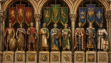 Figuras en un altar de los Nueve de la Fama.