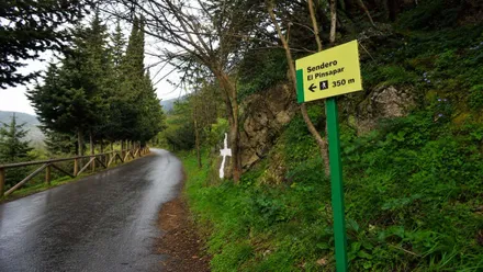 Señal indicadora en la Sierra de Cádiz por la Ruta del Pinsapar.