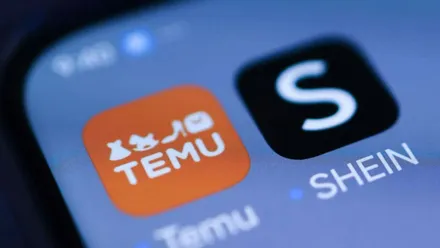 Pantalla de móvil con los íconos Temu y Shein.