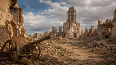 Iglesia de Belchite destruida en la batalla.