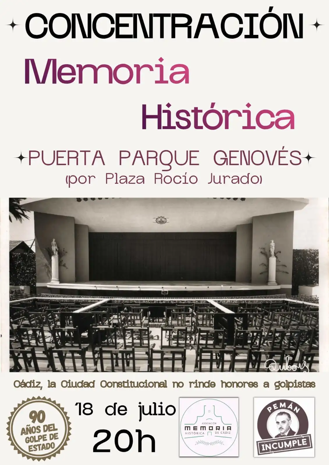 Concentración este 18 de julio en Cádiz contra el nombre del Teatro Pemán