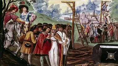 Cuadro de época en el que se muestra la ejecución del mariscal Gilles de Rais.
