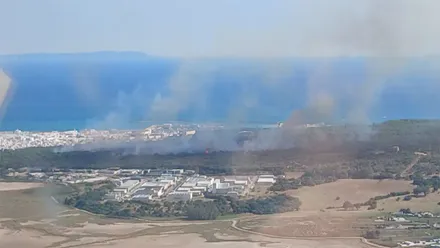 Imagen del incendio de Barbate antes de que se diera por estabilizado. Foto: Plan Infoca.