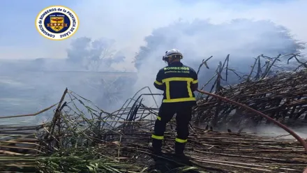 CBPC del parque de Los Barrios, con el apoyo de Algeciras, están interviniendo por un incendio de cañaveral y monte bajo en Taraguilla (San Roque).