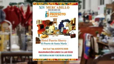 Cartel anunciador del Mercadillo Solidario de Puerto Sherry.