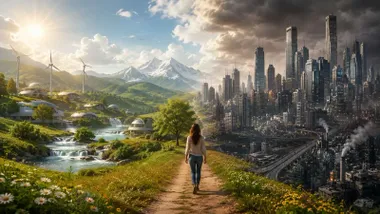 Dos mundos, entre la sociedad utópica, uno verde y el otro urbanita.