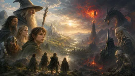 Diferentes personajes creados por Tolkien y sus mundos mágicos.