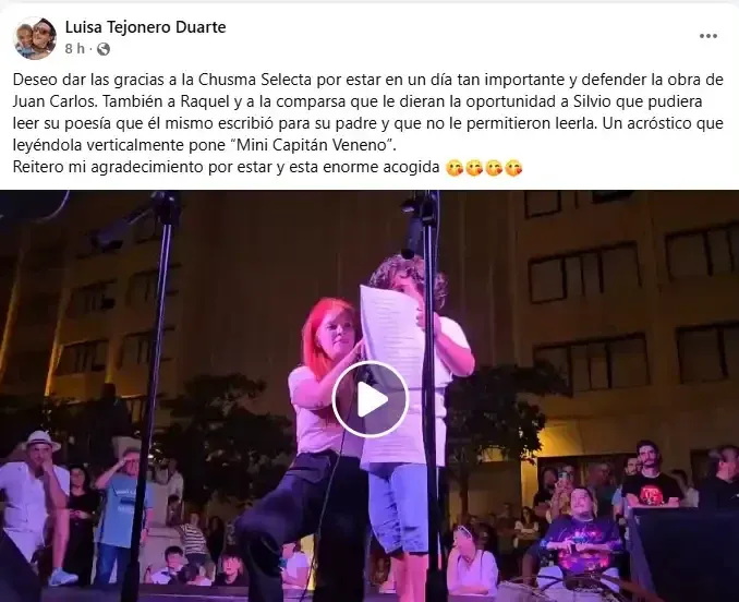 Silvio, el hijo pequeño de Juan Carlos Aragón, protagoniza el acto en defensa del legado artístico de su padre