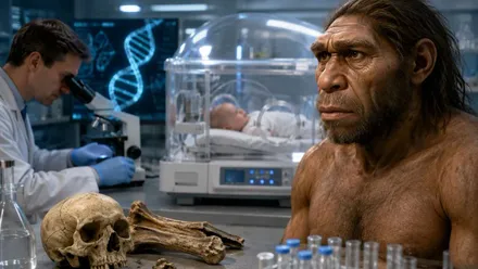 Laboratorio haciendo experimentos con ADN de Neandertal.