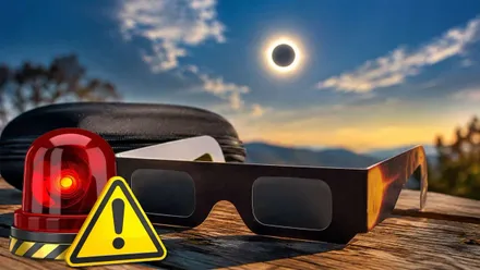 Gafas especiales junto con alarma y eclipse.