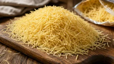 Montón de pasta, de fideos "cabello de ángel".