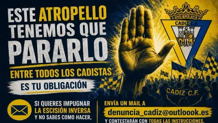 Cartel de la movilización de aficionados del Cádiz CF.