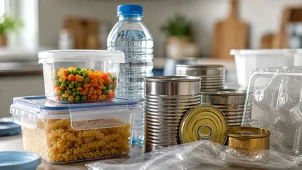 Latas, botellas de plástico y envases, todos con Bisfenol A.