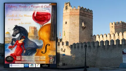 Cartel y Castillo de San Marcos, de El Puerto, para "Sabores, sonidos y paisajes de Cádiz".
