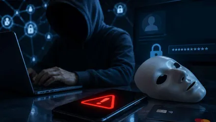 Un hombre, ciberdelincuente, delante de un ordenador y usando la inteligencia artificial.