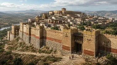Ciudad con altas murallas construida por los íberos, las oppidas.