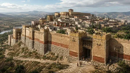Ciudad con altas murallas construida por los íberos, las oppidas.