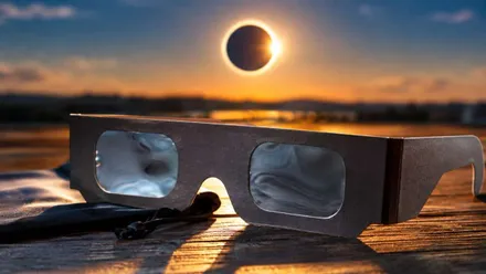 Gafas muy polarizadas de cartón y eclipse solar.