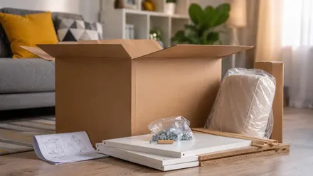 Caja de Ikea en un salón.