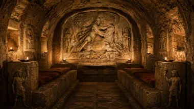 Túnel con relieve del dios Mitra.