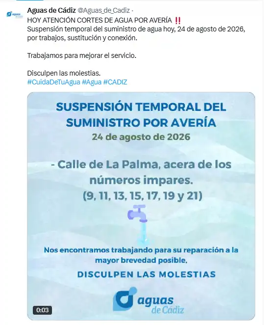 El PSOE exige explicaciones tras el tercer episodio de agua turbia en Cádiz: “Es inadmisible, pagamos una de las aguas más caras de España”