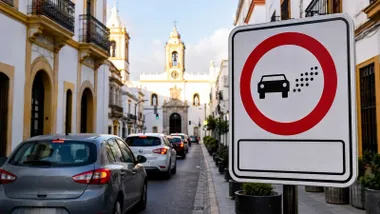 Placa que señala la Zona de Bajas Emisiones.