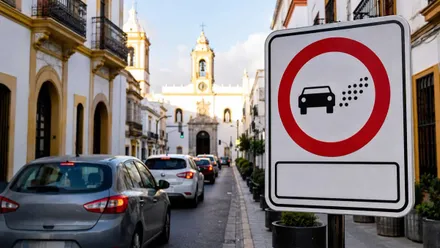 Placa que señala la Zona de Bajas Emisiones.