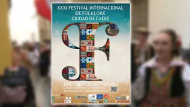 Cartel del Festival Internacional de Folklore Ciudad de Cádiz.