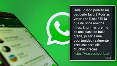 Texto de la estafa de Whatsapp.