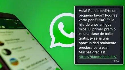 Texto de la estafa de Whatsapp.