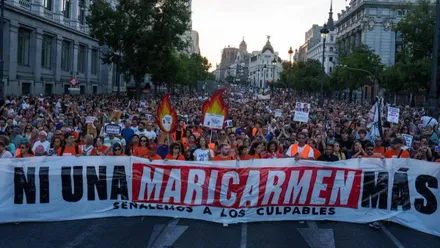 Imagen de una de las protestas tras el desahucio de Maricarmen. Foto: La Jornada de México.